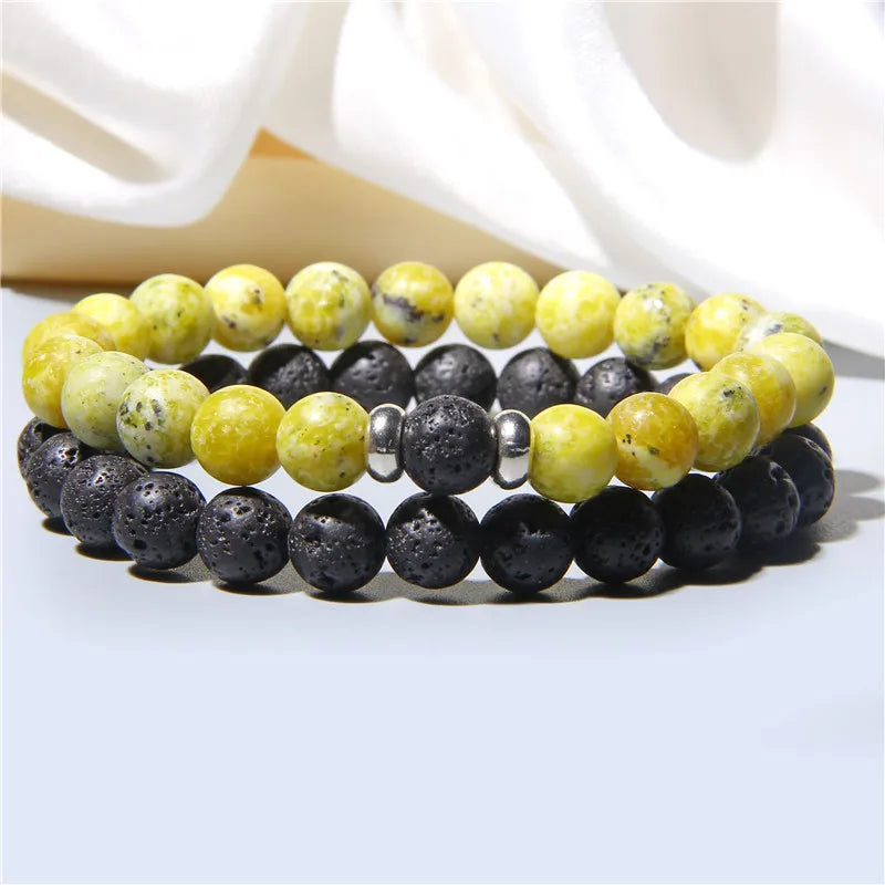 Bracciali di Coppia Premium – Lava Nera & Legno Naturale