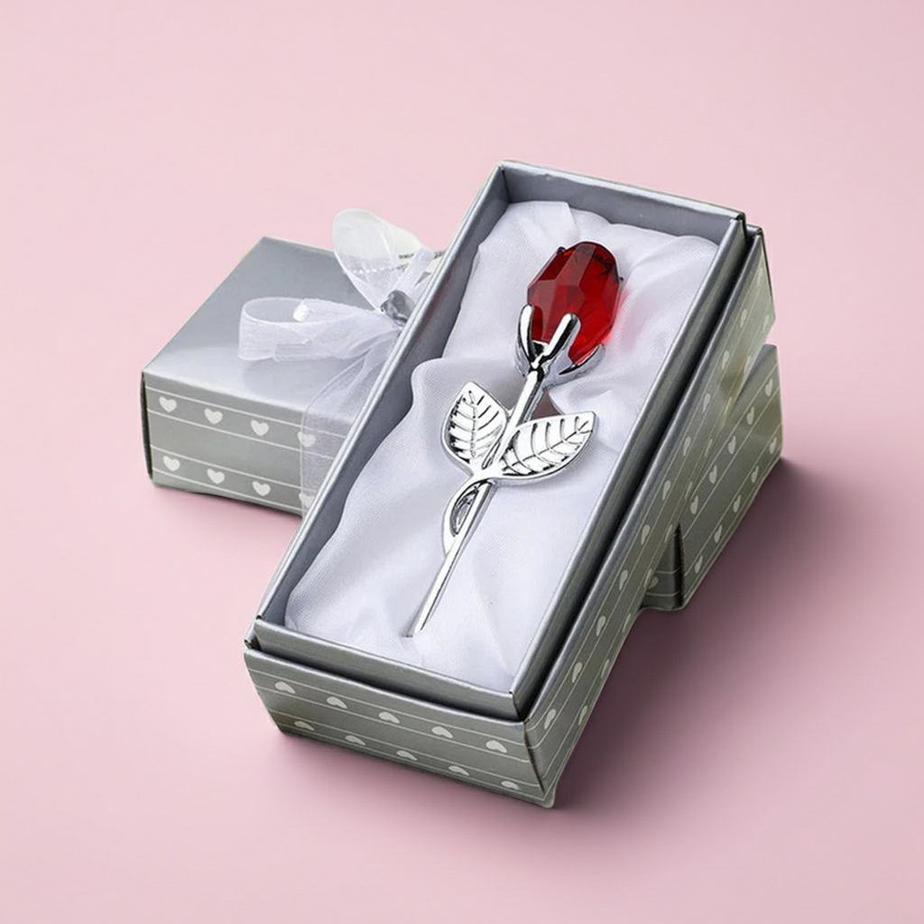 Rosa in Cristallo 2026 – Fiore di Vetro Elegante per Regalo Romantico