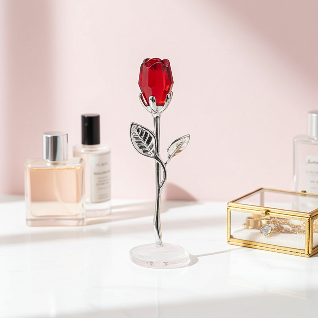 Rosa in Cristallo 2026 – Fiore di Vetro Elegante per Regalo Romantico