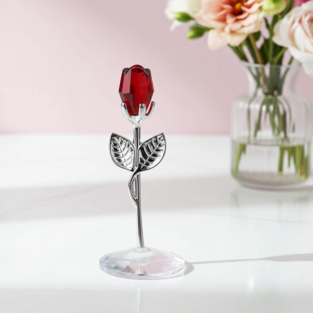 Rosa in Cristallo 2026 – Fiore di Vetro Elegante per Regalo Romantico