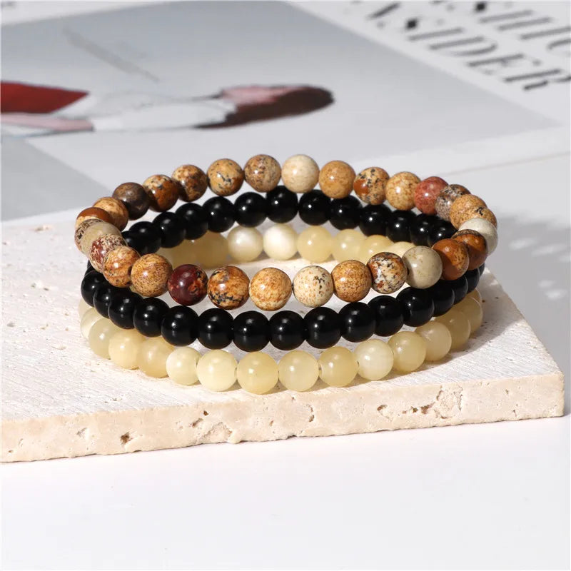 Bracciale di Coppia Distanza – Set 3 Pietre Naturali