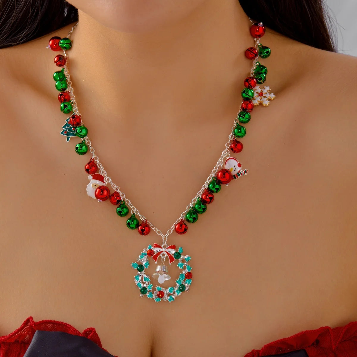 Collana Natalizia Multi-Charms • Albero, Fiocco, Renna & Campanello | LoveDrop™ Italia