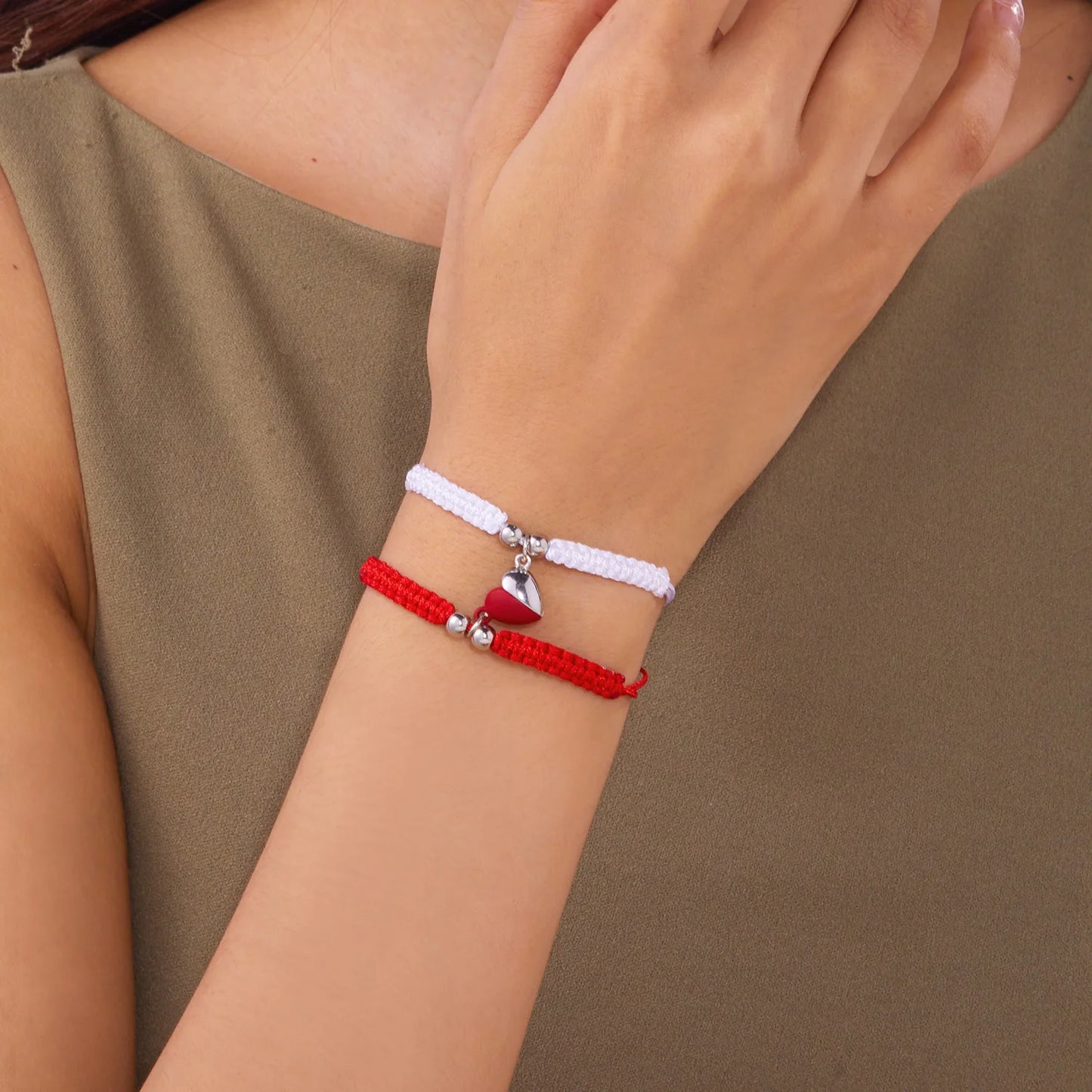 Bracciali Portafortuna Rossi – Cuore Magnetico Intrecciato Coppia