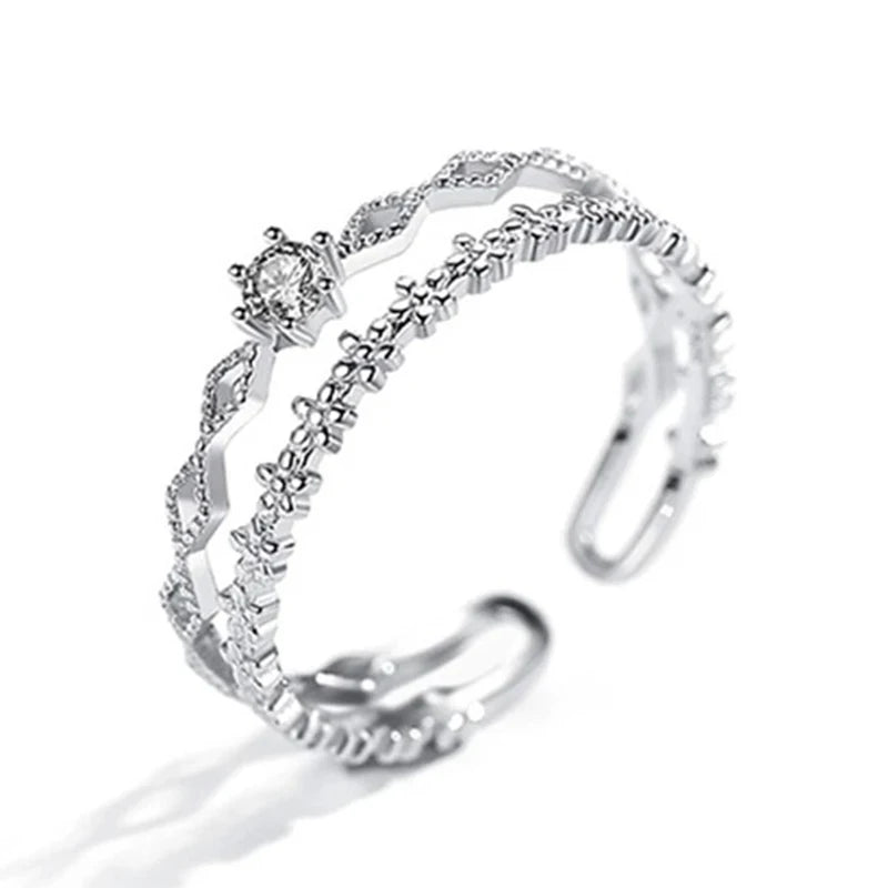 Anello in Argento 925 “Flower Lace” | Elegante, Regolabile, Idea Regalo Romantica