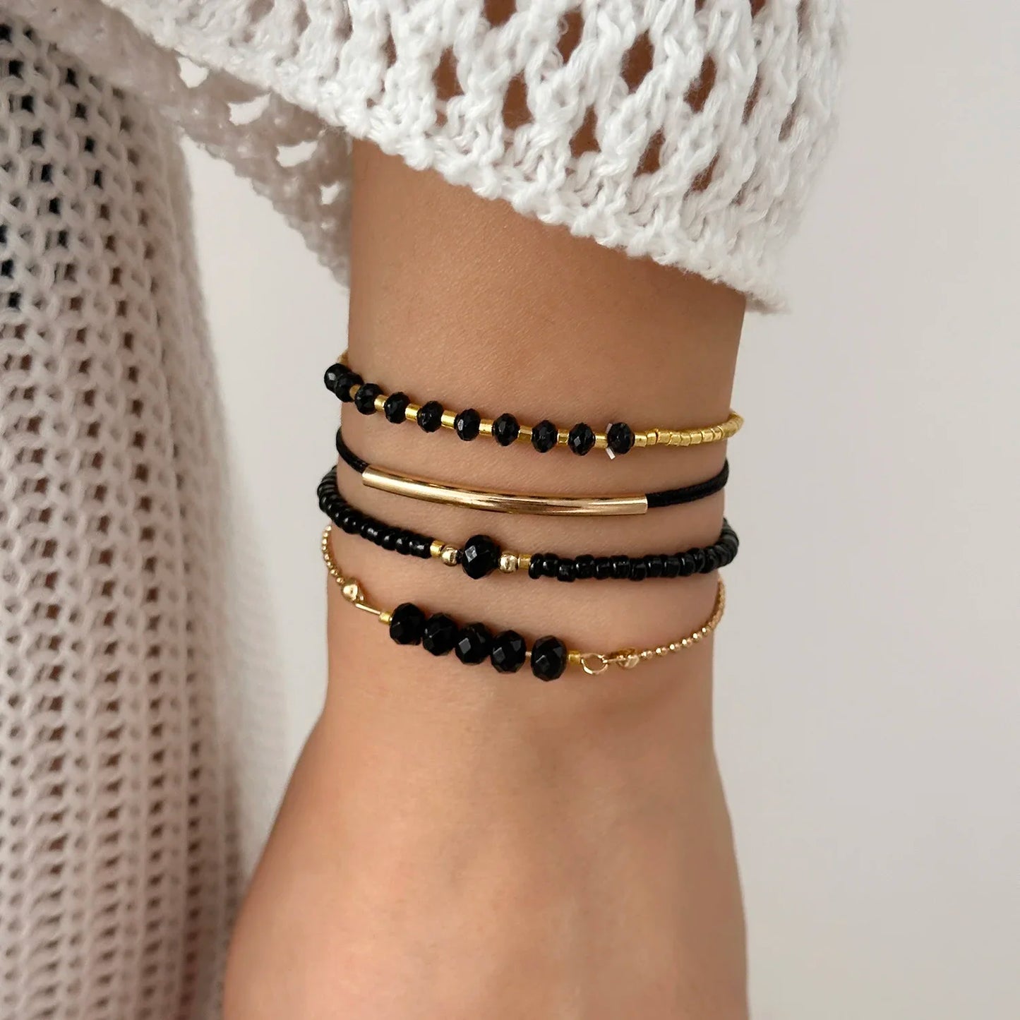 Set Bracciali Donna Nero – Boho Multistrato Handmade
