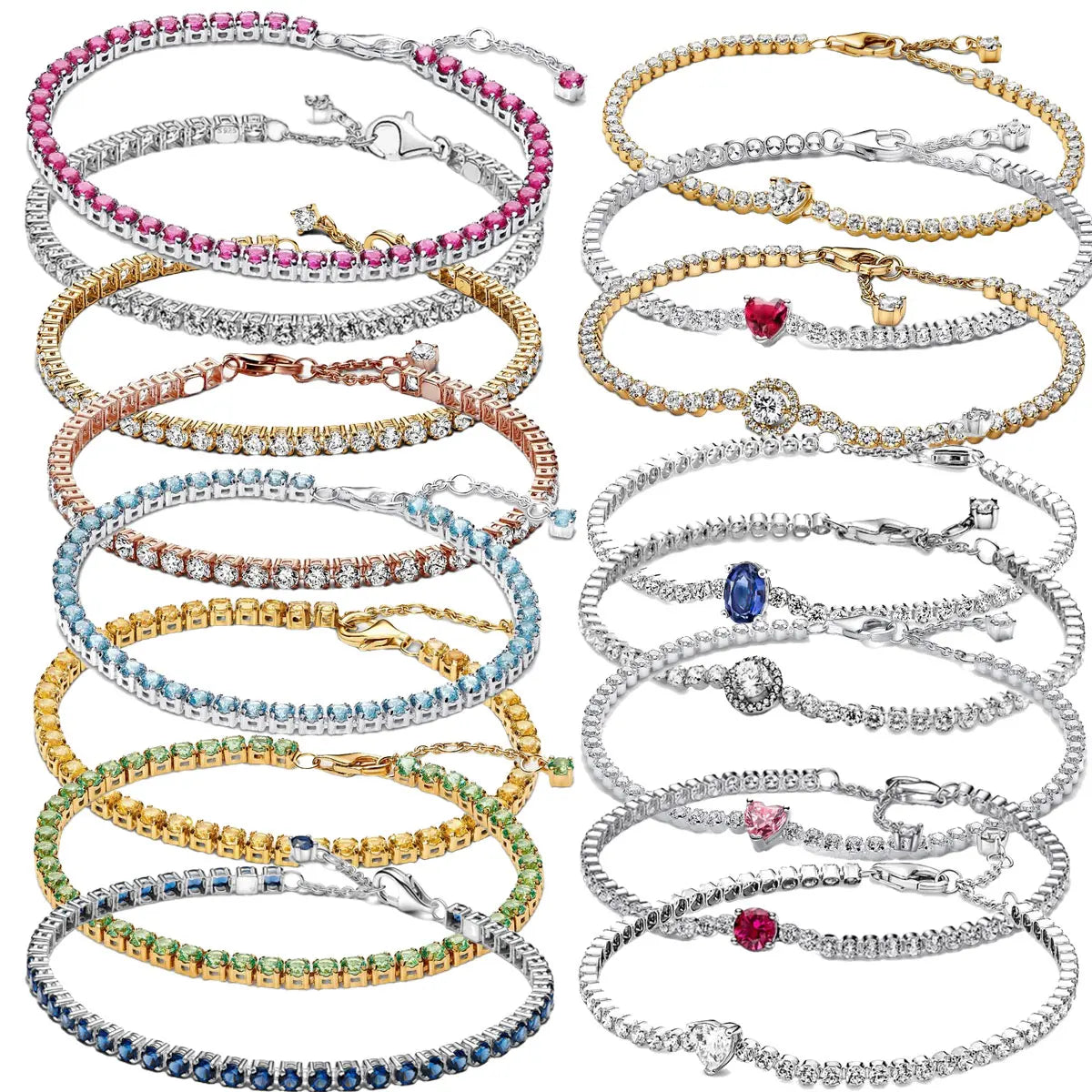 Bracciale Argento 925 con Zirconi Colorati – Heart Disc Regolabile