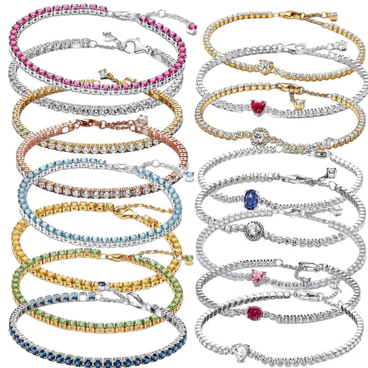 Bracciale Argento 925 con Zirconi Colorati – Heart Disc Regolabile