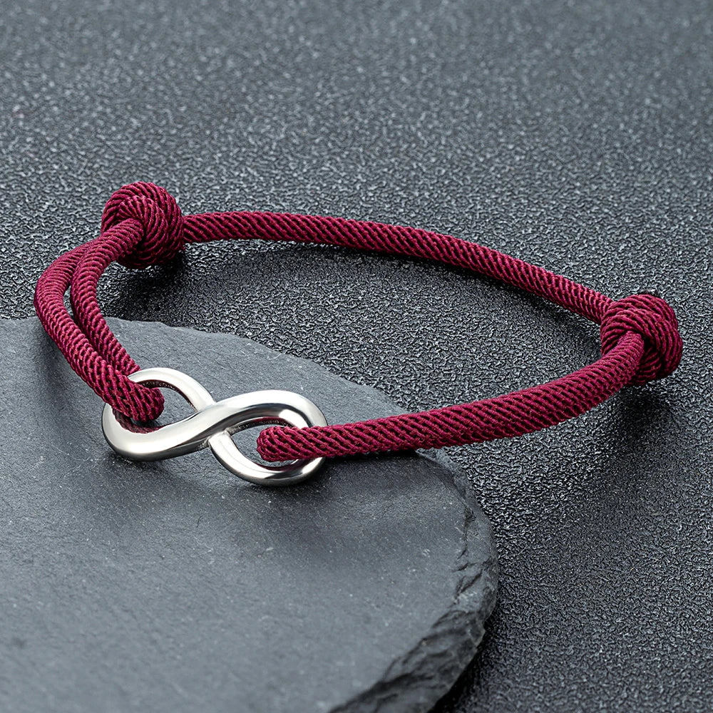 Bracciale Minimal Infinito – Acciaio Inossidabile & Cordino Regolabile