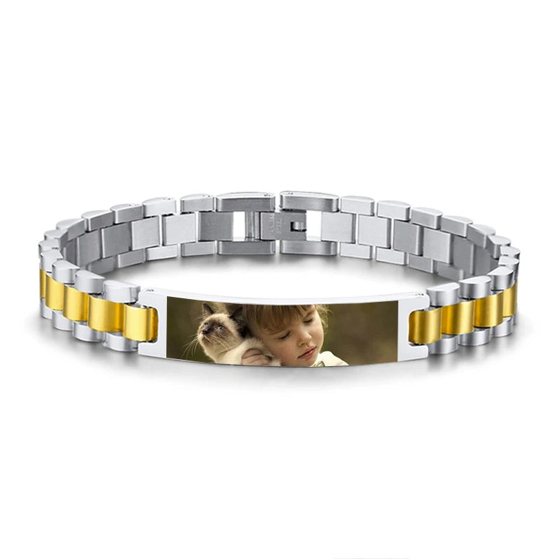 Bracciale Personalizzato Foto & Testo – Acciaio Inossidabile