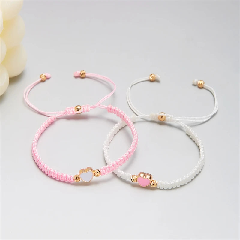 Bracciali Coppia Intrecciati – Cuore Romantico Bianco & Nero