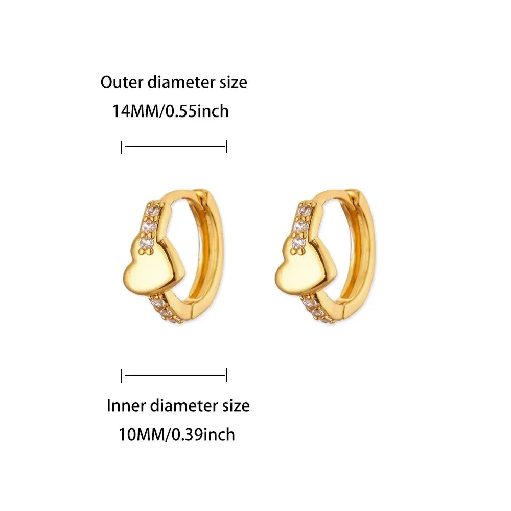 Orecchini Cuore Zircone Cavi in Acciaio Inossidabile Oro | Eleganti & Romantici