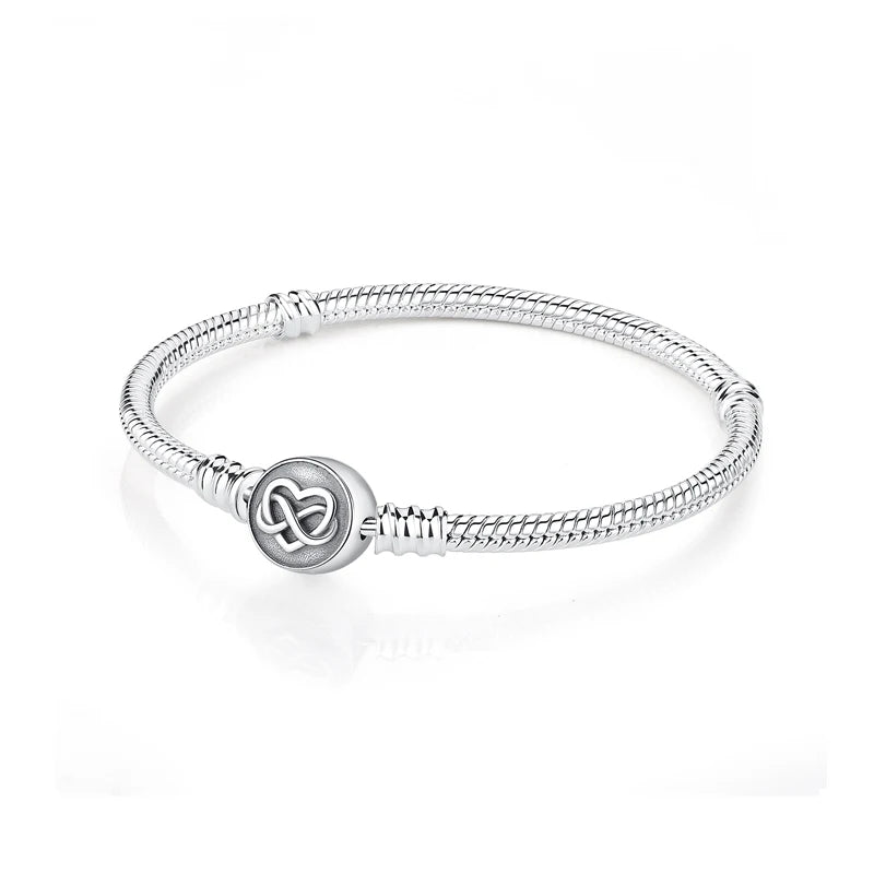 Bracciale 925 Sterling Silver – Snake Chain con Charm Cuore