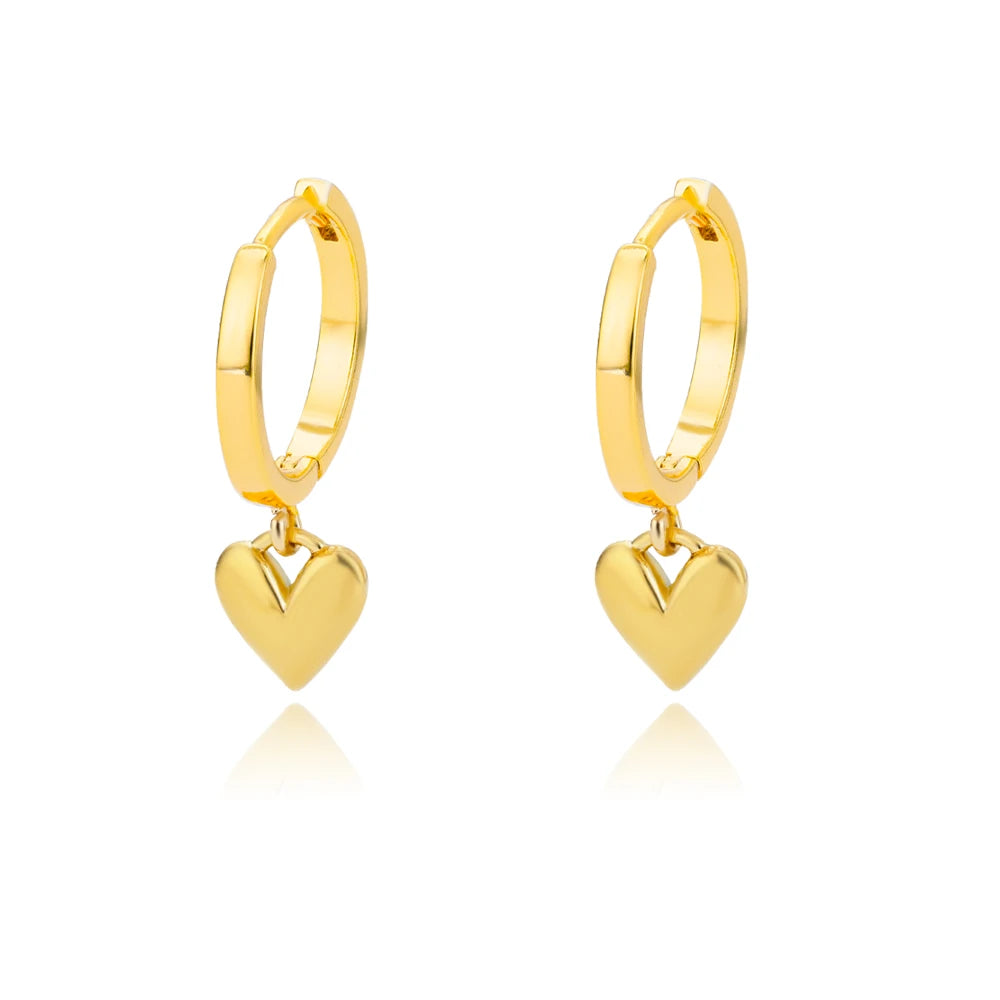 Orecchini Cuore Zircone Cavi in Acciaio Inossidabile Oro | Eleganti & Romantici