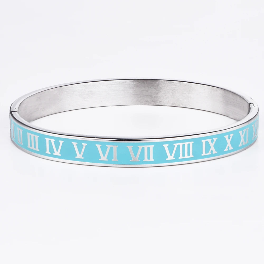 Bracciale Bangle Numeri Romani – Acciaio Smaltato Unisex