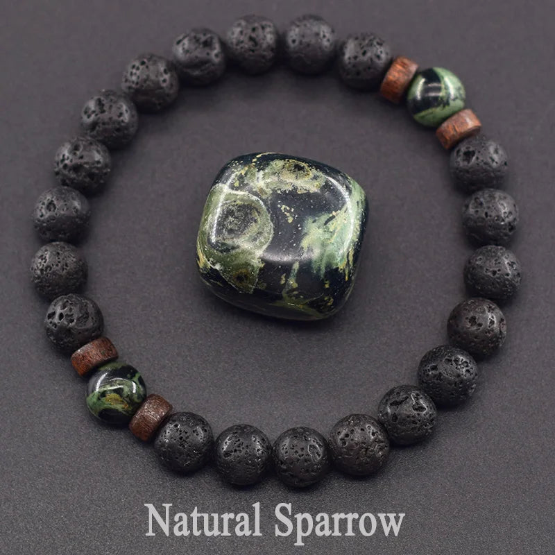 Bracciale Occhio di Tigre & Lava Naturale – Elastico Energia Uomo/Donna