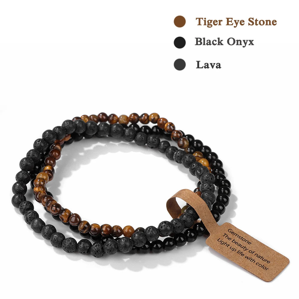 Set Bracciali Pietre Naturali Verdi – Moss Agate & Onyx 3 Pezzi