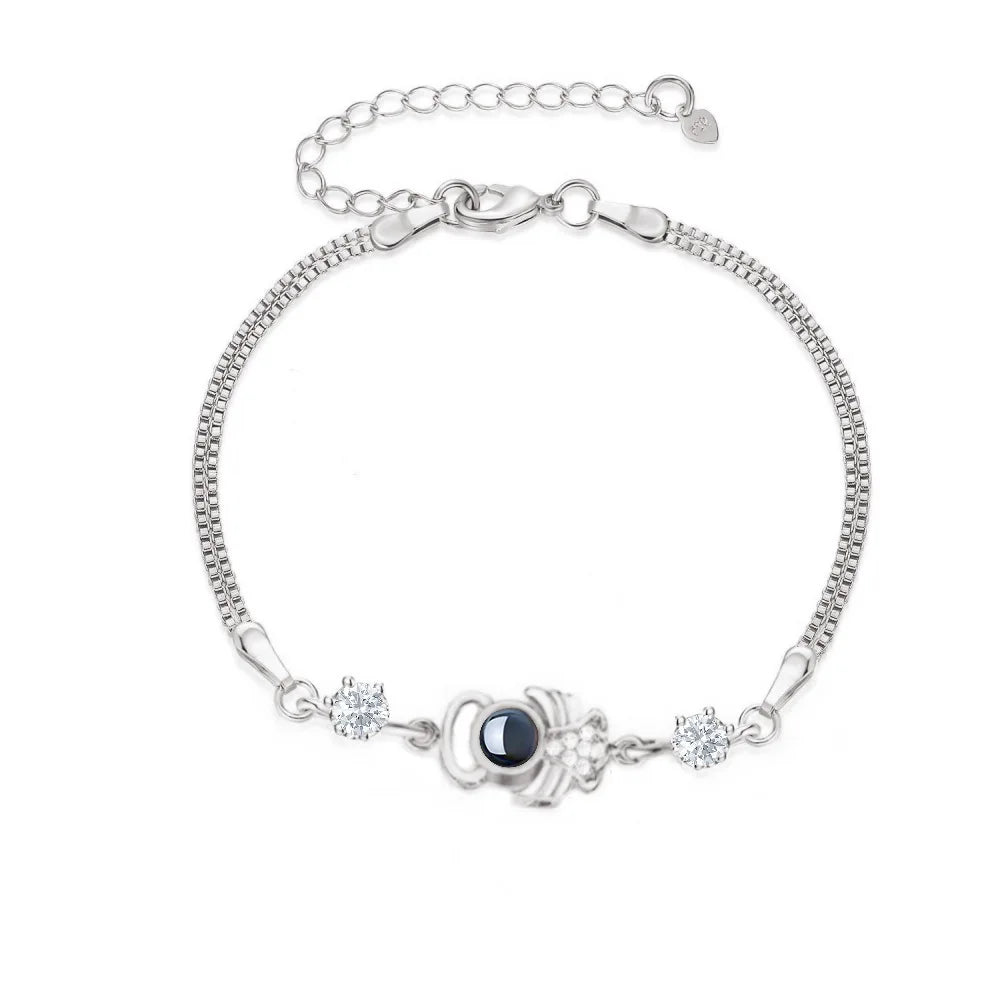 Bracciale Proiezione Foto – Cuore Zircone in Acciaio Inossidabile