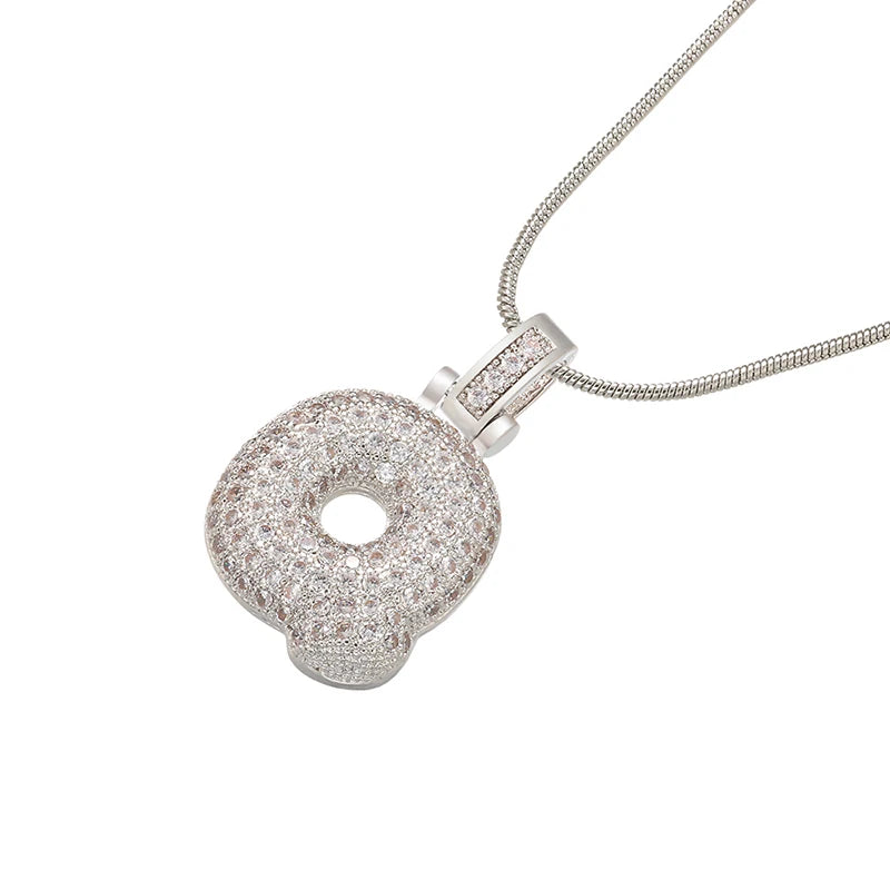 Collana Iniziale Bubble con Zirconi CZ • Silver Color • Lettera A–Z • Eleganza Personalizzata | LoveDrop™ Italia