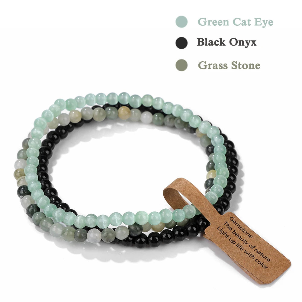 Set Bracciali Pietre Naturali Verdi – Moss Agate & Onyx 3 Pezzi