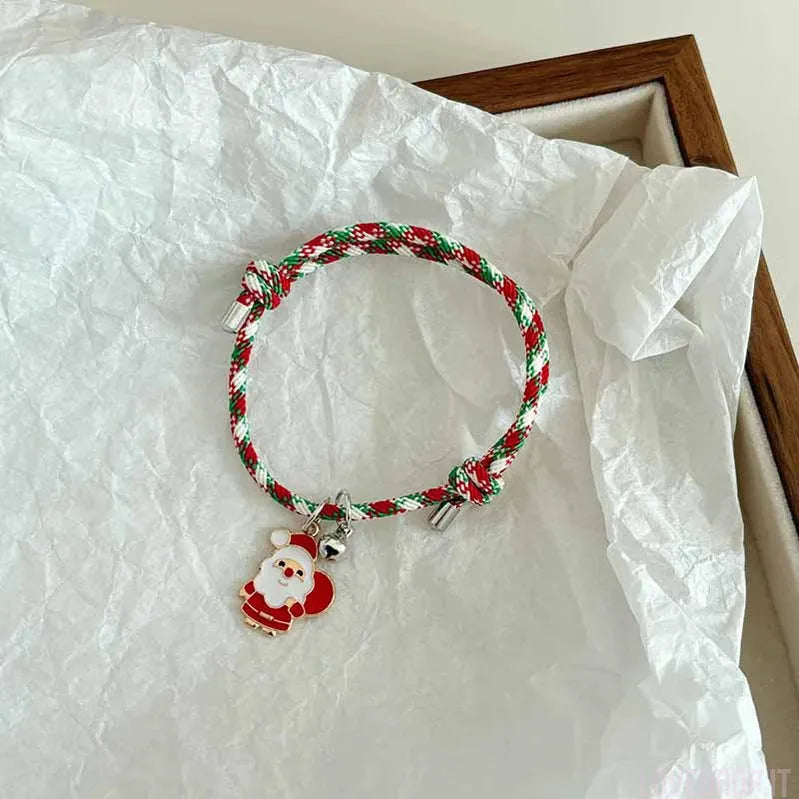 Bracciale di Coppia Natale – Ciondolo Renna/Albero/Pupazzo con Campanellino
