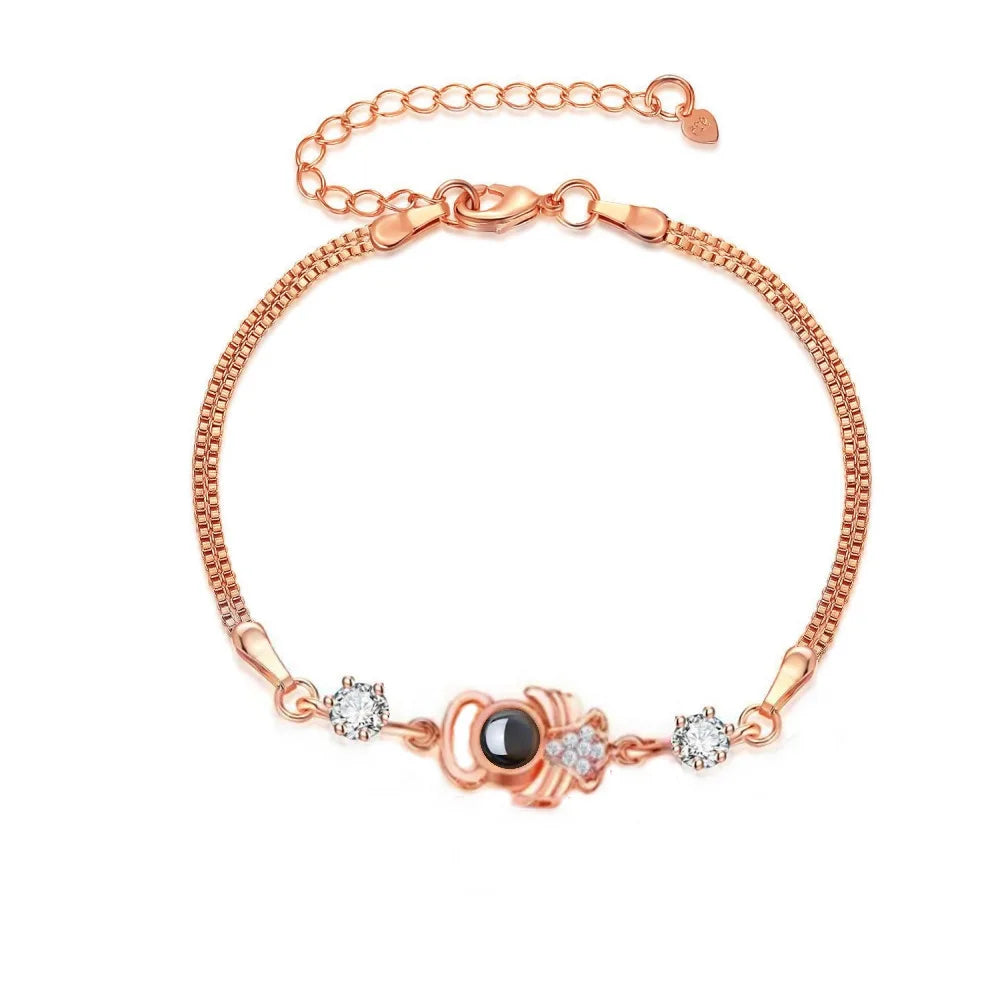 Bracciale Proiezione Foto – Cuore Zircone in Acciaio Inossidabile