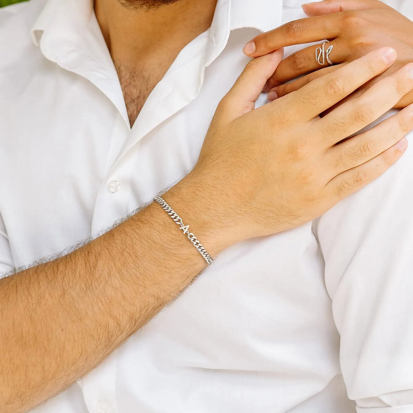 Bracciale Cuban Chain con Iniziale – Acciaio Inossidabile A-Z