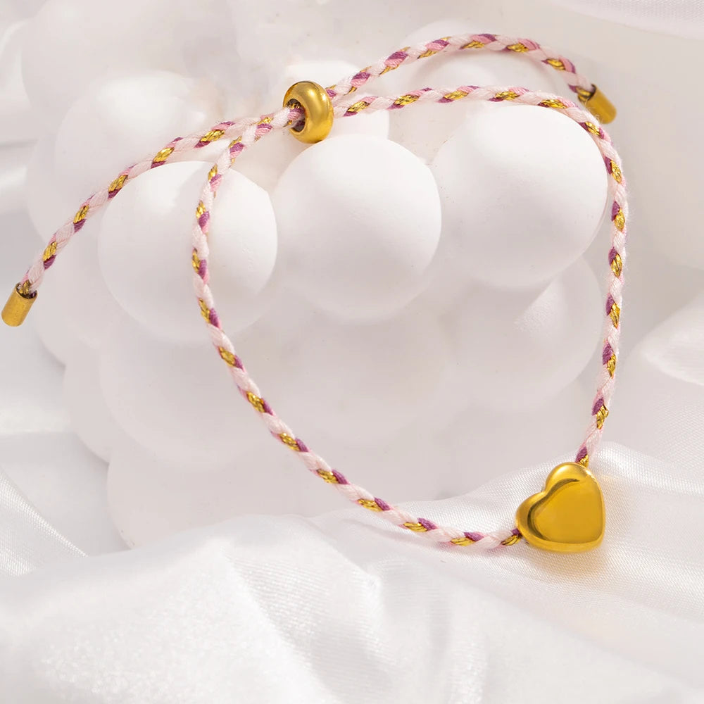 Bracciale Intrecciato Colorato – Cuore Regolabile per Coppie & Amicizia