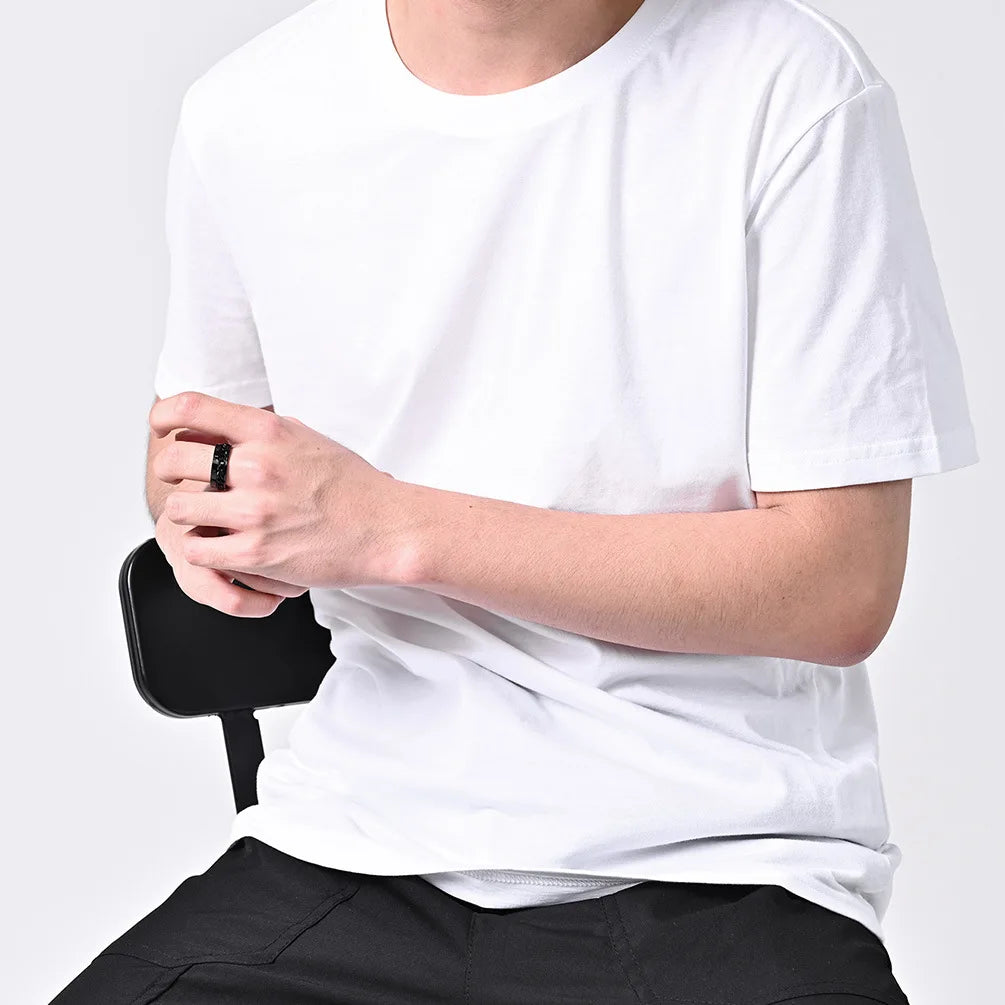 Anello di Coppia Numeri Romani | Acciaio Nero Rotante 2025