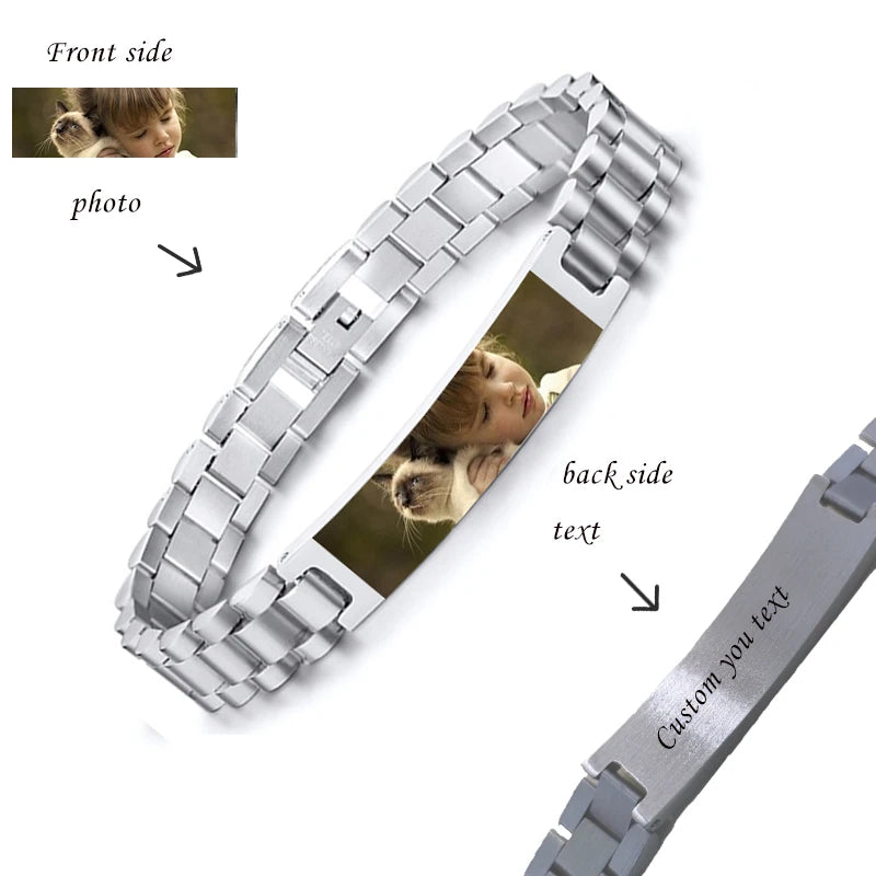 Bracciale Personalizzato Foto & Testo – Acciaio Inossidabile