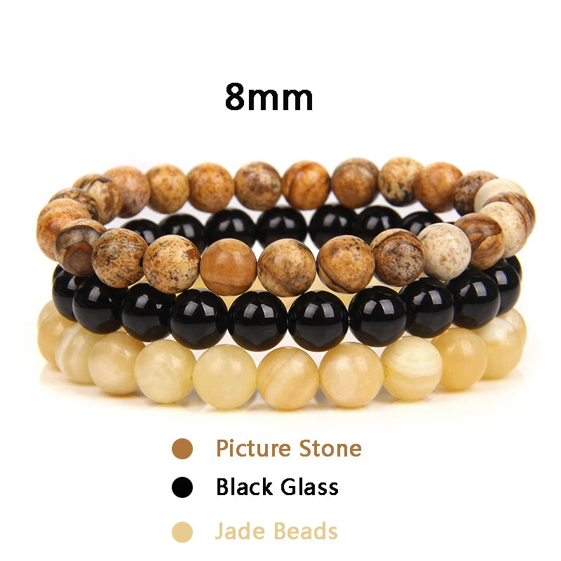 Bracciale di Coppia Distanza – Set 3 Pietre Naturali