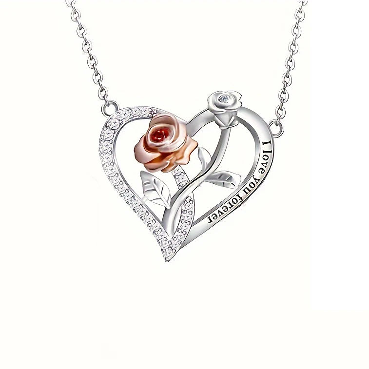 Collana "Ti Amo per Sempre" con Orsetto & Rosa in Box Regalo
