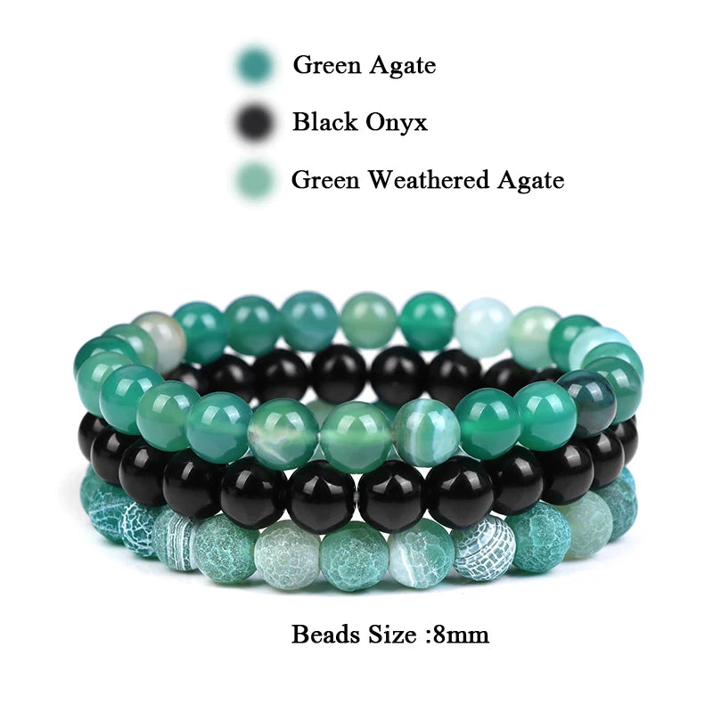 Bracciale di Coppia Distanza – Set 3 Turchese Bianca & Ossidiana