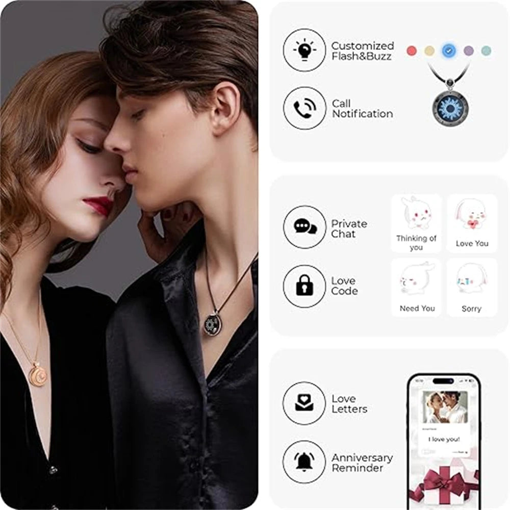 Collane Sun & Moon Touch • Lunga Distanza • Vibrazione & Luce | LoveDrop™ Italia