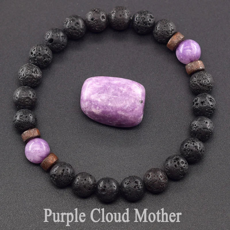 Bracciale Occhio di Tigre & Lava Naturale – Elastico Energia Uomo/Donna