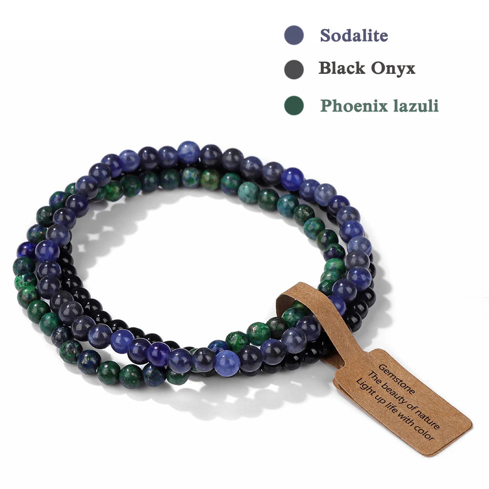 Set Bracciali Pietre Naturali Verdi – Moss Agate & Onyx 3 Pezzi