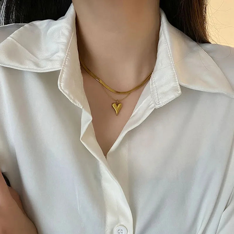 Collana Y2K Cuore • Perle & OT Clasp in Acciaio • Unisex Fashion | LoveDrop™ Italia