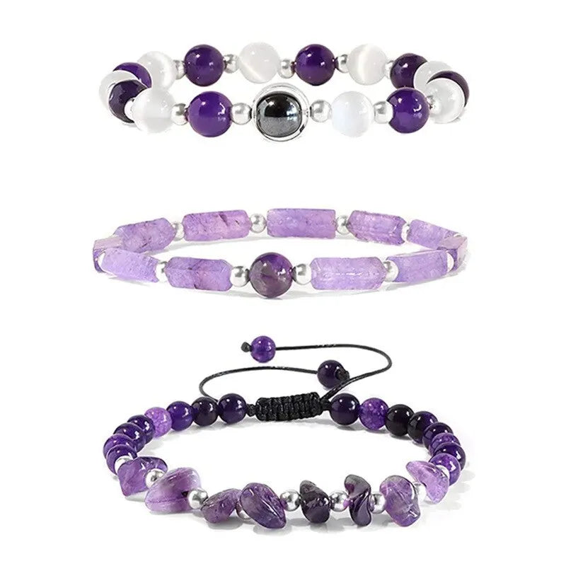 Set 3 Bracciali Ametista – Purificazione & Equilibrio