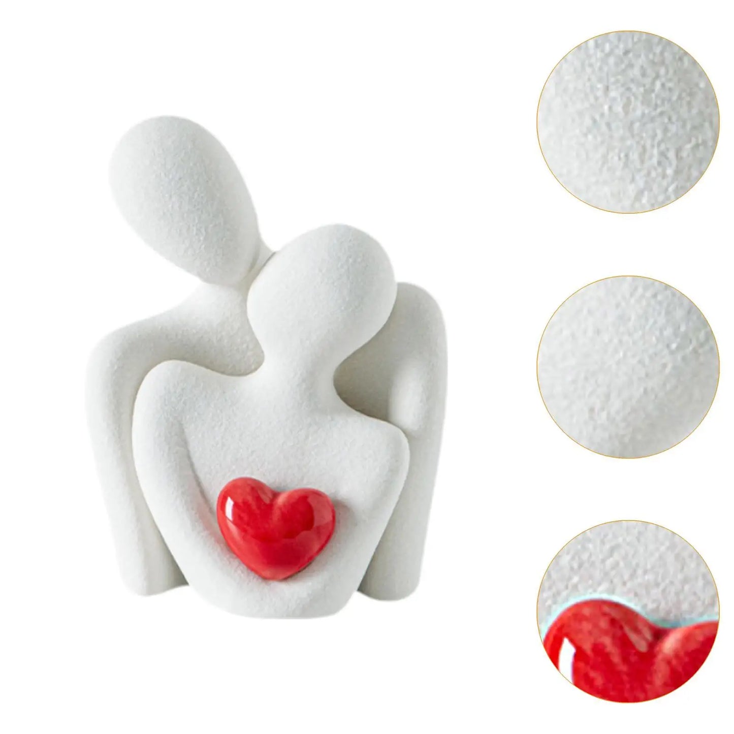 Statua Astratta in Ceramica “Coppia che si Abbraccia” – Decorazione Romantica per Casa e Regalo Anniversario