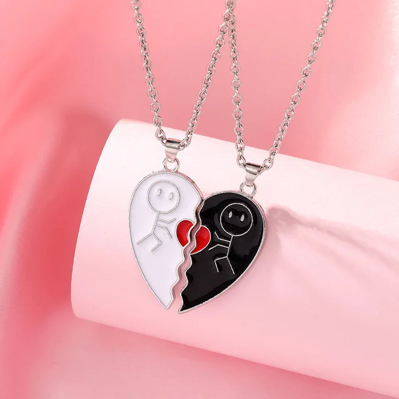 Collana di Coppia Chiave & Cuore Spezzato • Silver Plated • Promessa & Unione | LoveDrop™ Italia