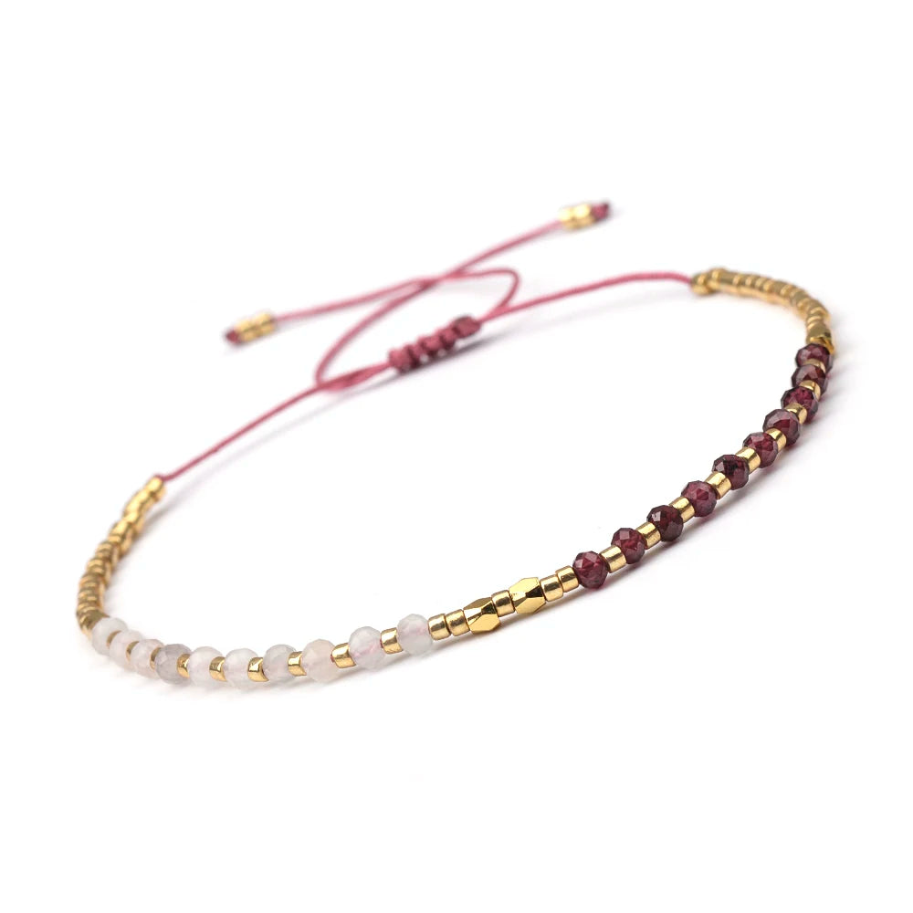 Bracciale Sottile 2x3mm in Pietra Naturale – Unisex Regolabile