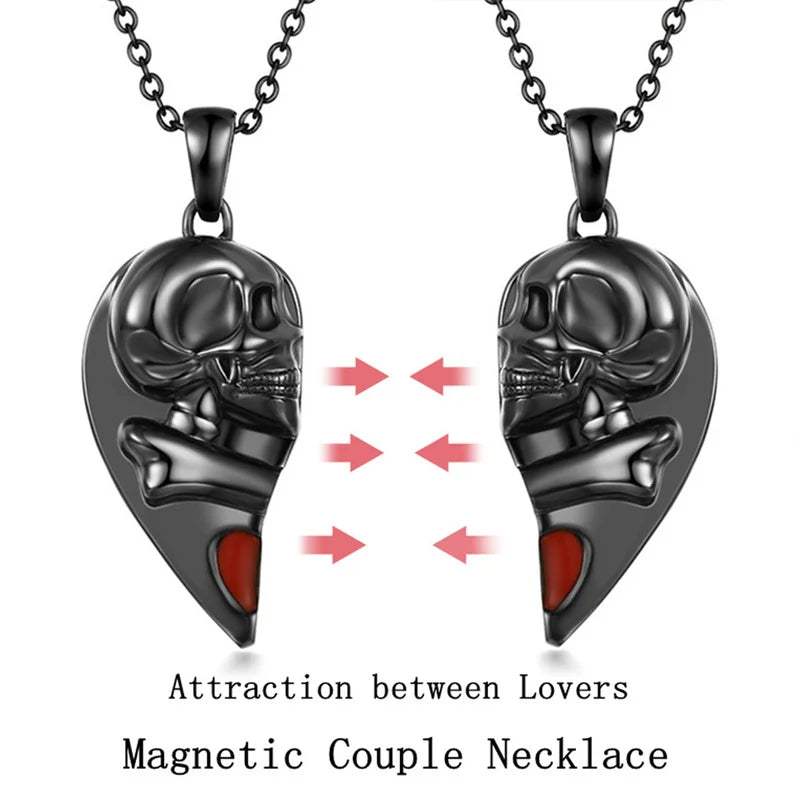 Collana Coppia “Red Skull Heart” – Magnetica Gothic Love | LoveDrop