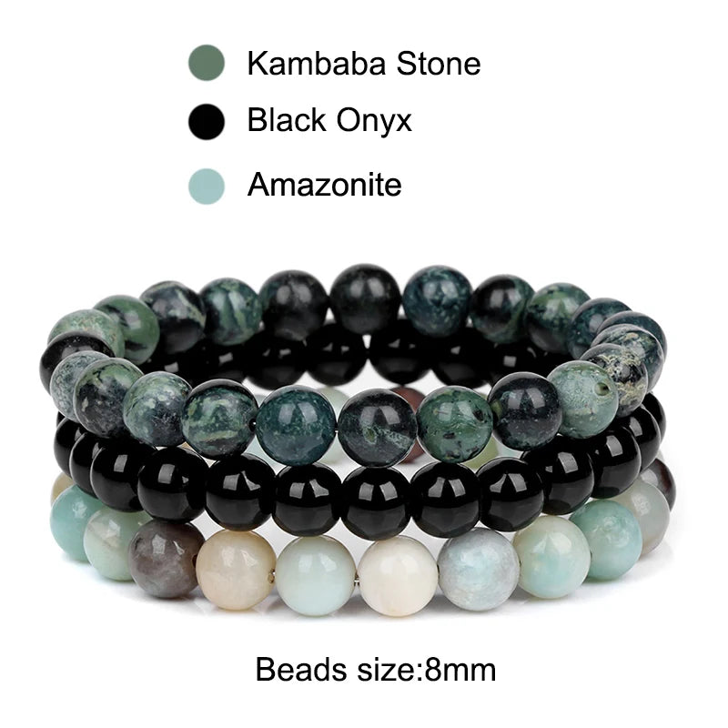 Bracciale di Coppia Distanza – Set 3 Turchese Bianca & Ossidiana