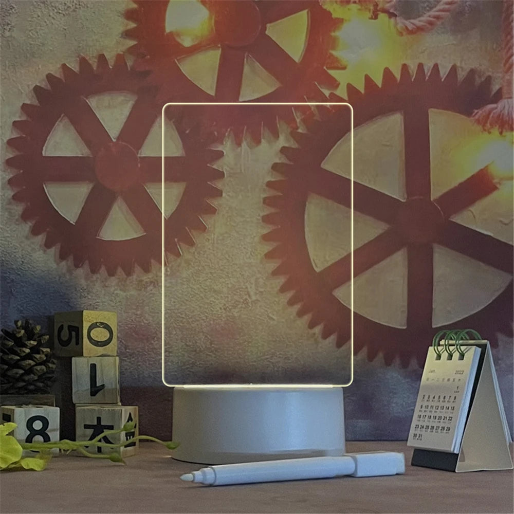 Lampada LED Acrilica Trasparente con Messaggi – Luce Notturna USB 2025