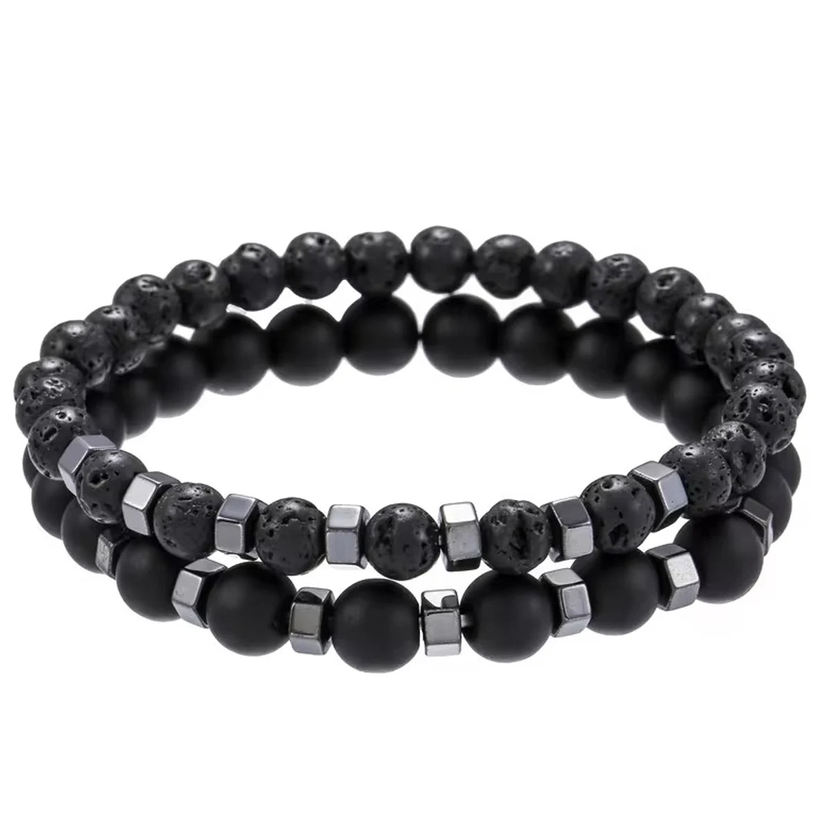 Set Bracciali Uomo 2 Pezzi – Lava & Occhio di Tigre 8mm