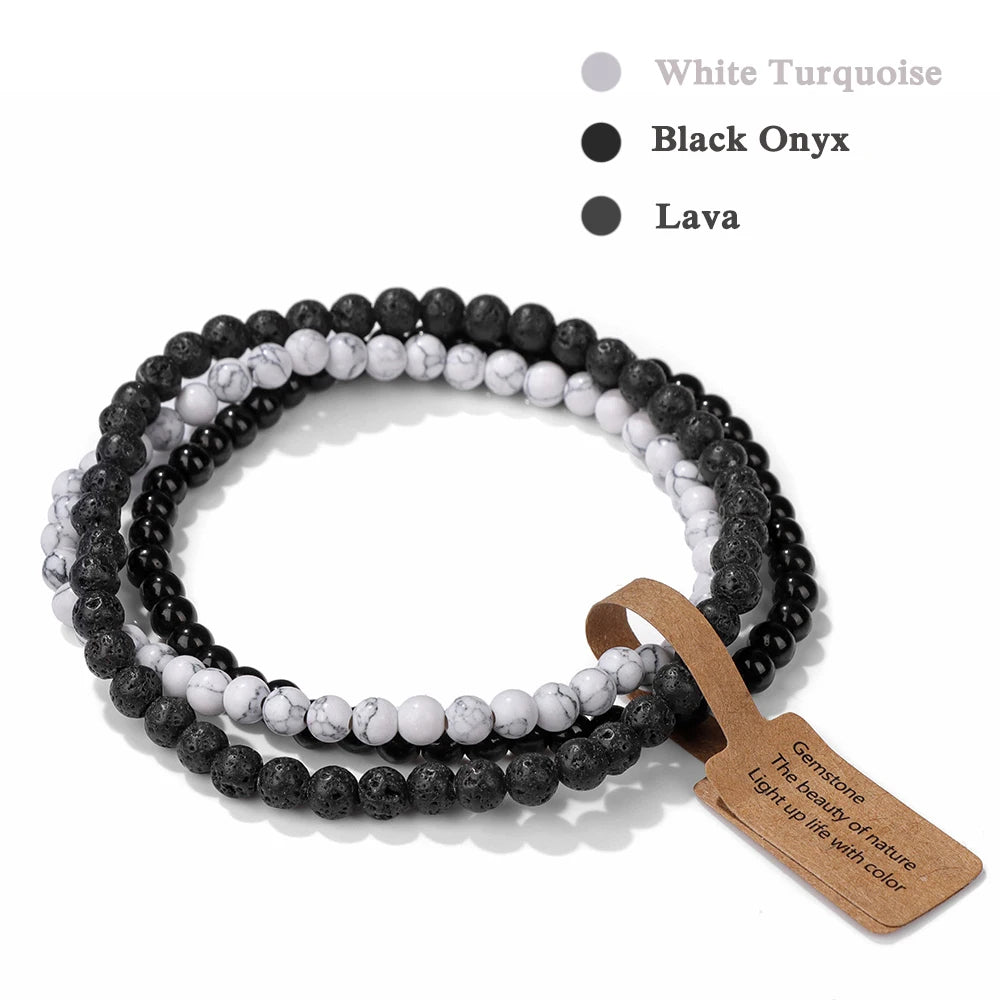 Set Bracciali Pietre Naturali Verdi – Moss Agate & Onyx 3 Pezzi