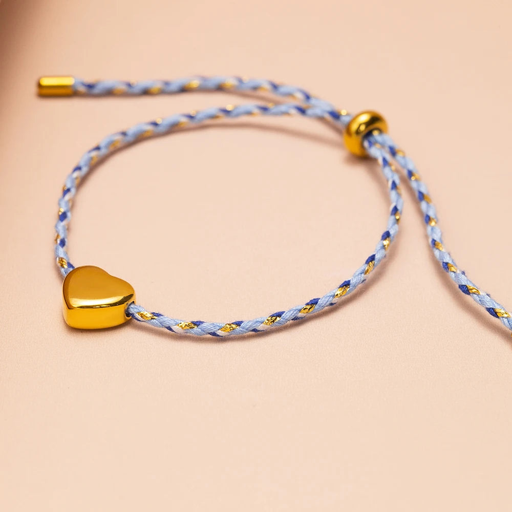 Bracciale Intrecciato Colorato – Cuore Regolabile per Coppie & Amicizia