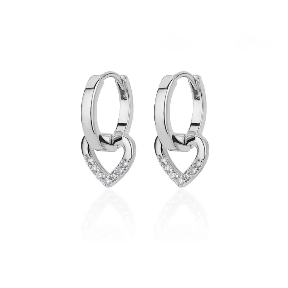 Orecchini Cuore Zircone Cavi in Acciaio Inossidabile Oro | Eleganti & Romantici
