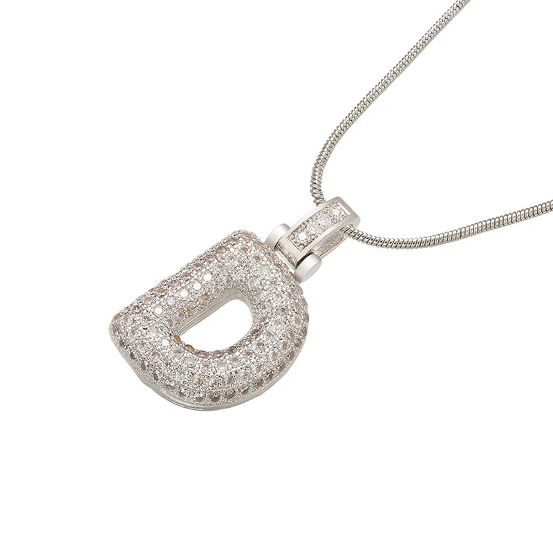 Collana Iniziale Bubble con Zirconi CZ • Silver Color • Lettera A–Z • Eleganza Personalizzata | LoveDrop™ Italia