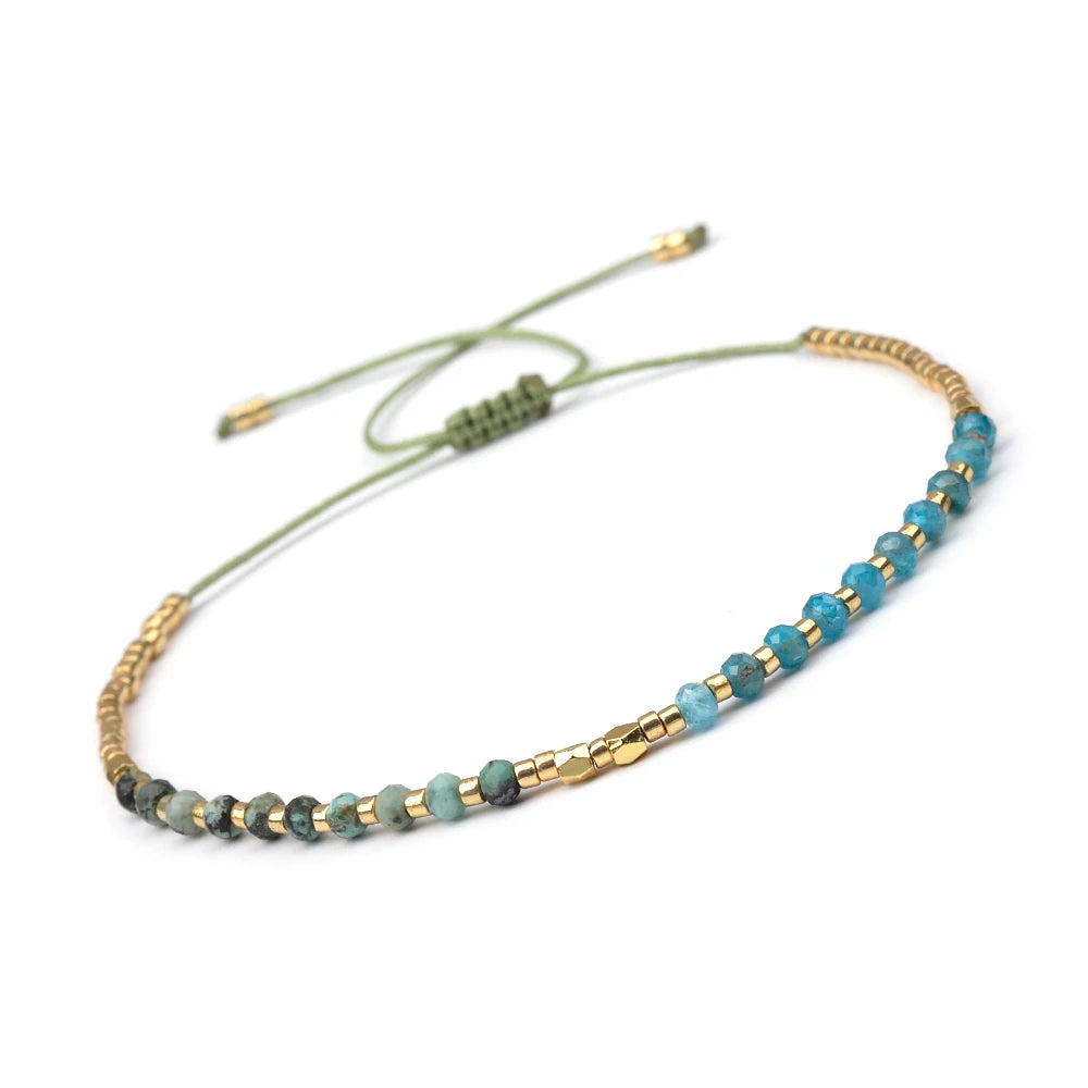 Bracciale Sottile 2x3mm in Pietra Naturale – Unisex Regolabile