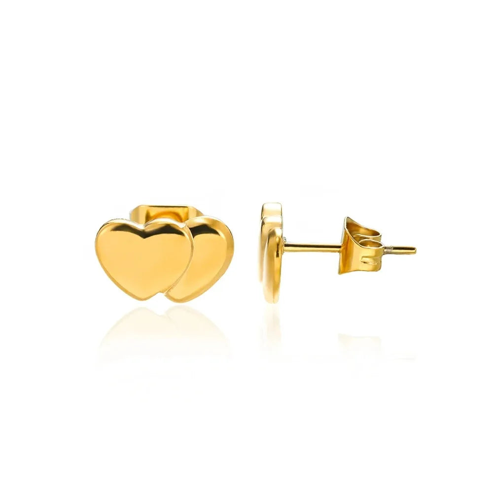 Orecchini Cuore Zircone Cavi in Acciaio Inossidabile Oro | Eleganti & Romantici